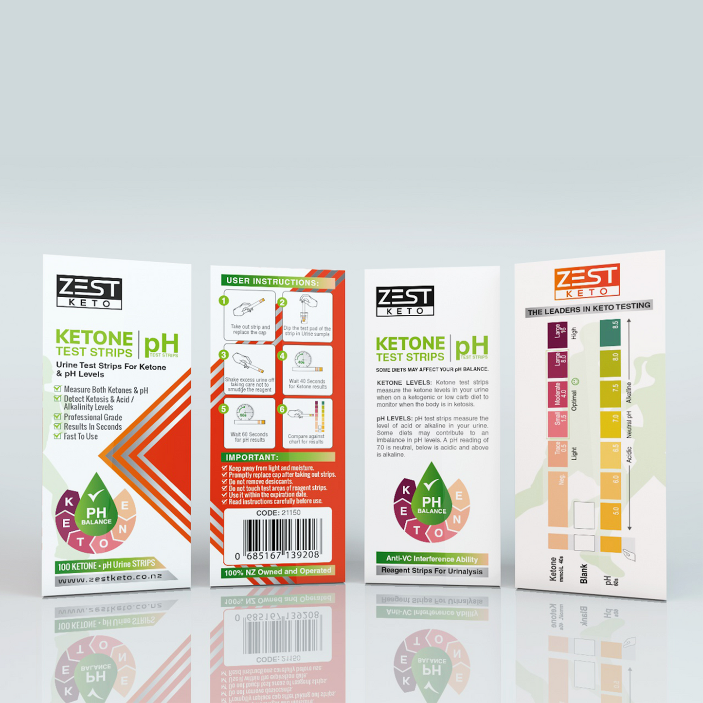 Zest Keto Urine Strips - Keto+pH Strips pack/100 Strips