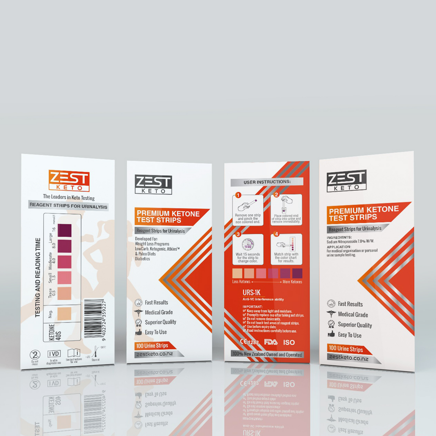 Zest Keto Premium Ketone Urinalysis Test Strips pack/100 Strips