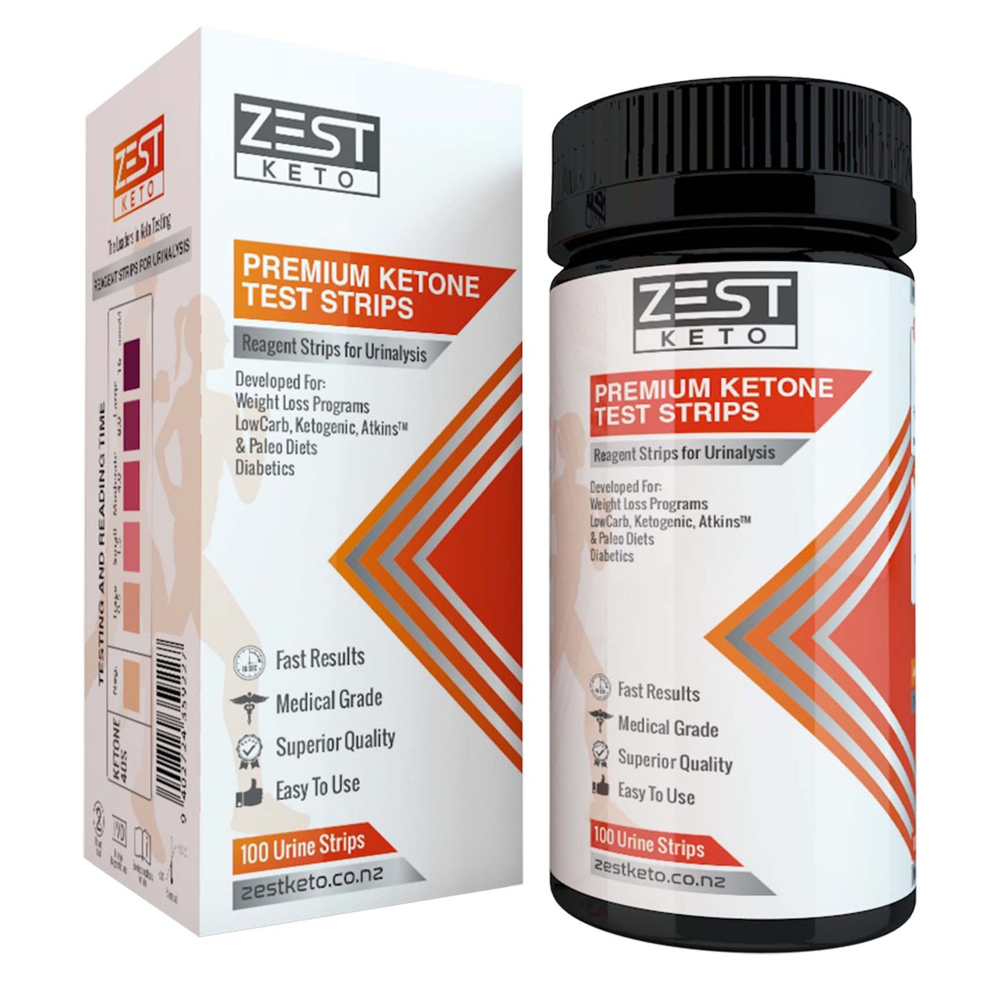 Zest Keto Premium Ketone Urinalysis Test Strips pack/100 Strips