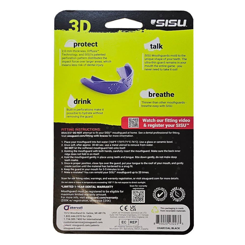SISU 3D ADULT Mouthguard - CHARCOAL BLACK