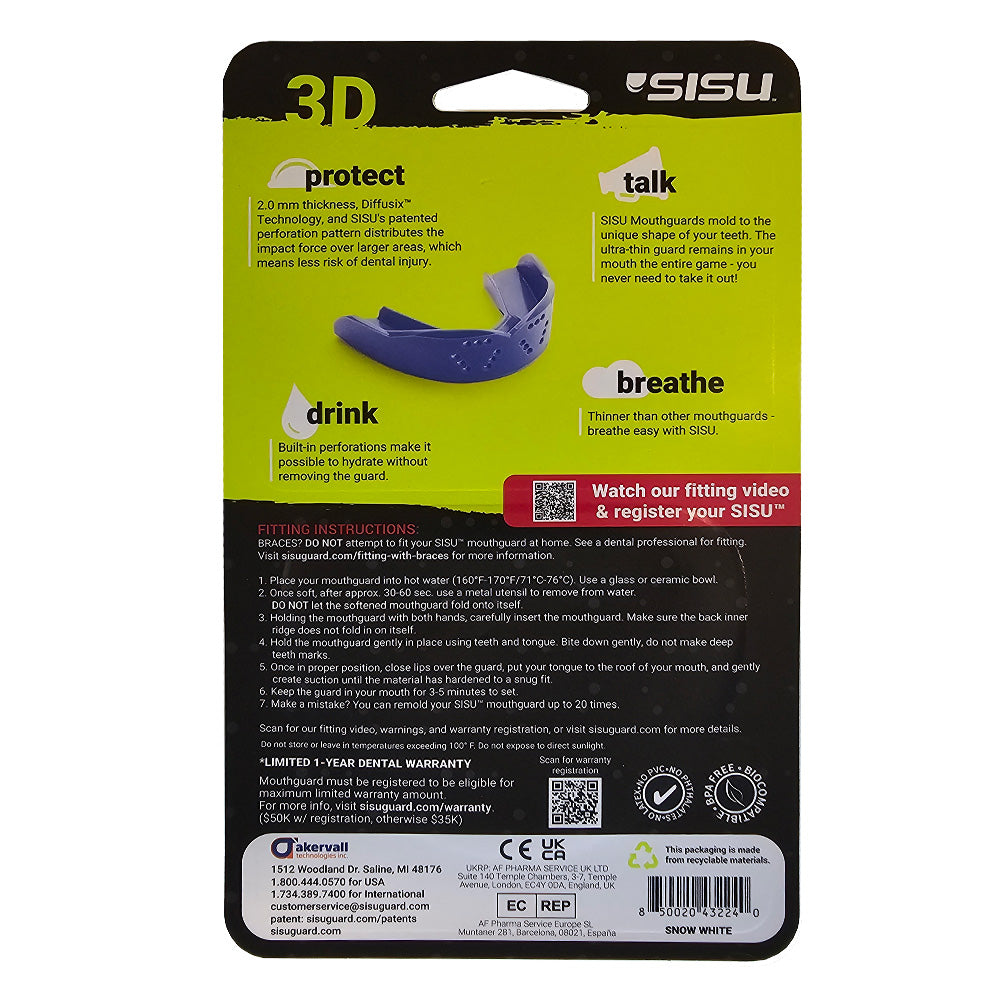 SISU 3D ADULT Mouthguard - SNOW WHITE - Athletes over 152cm