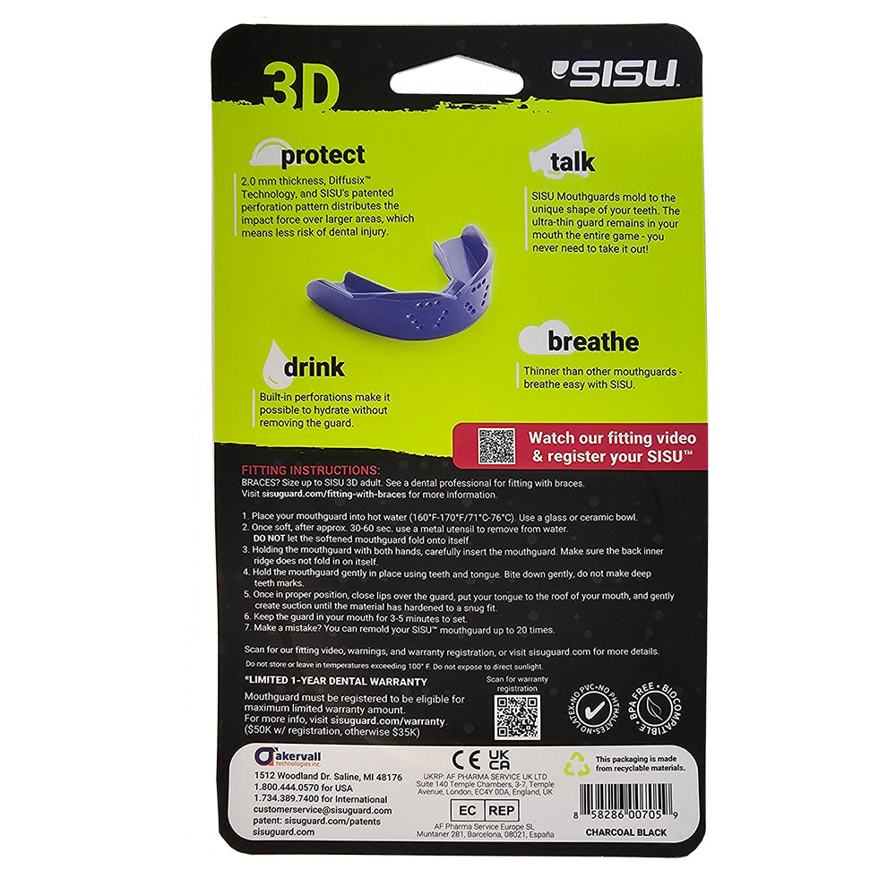 SISU 3D YOUTH Mouthguard - BLACK - Athletes Under 152cm
