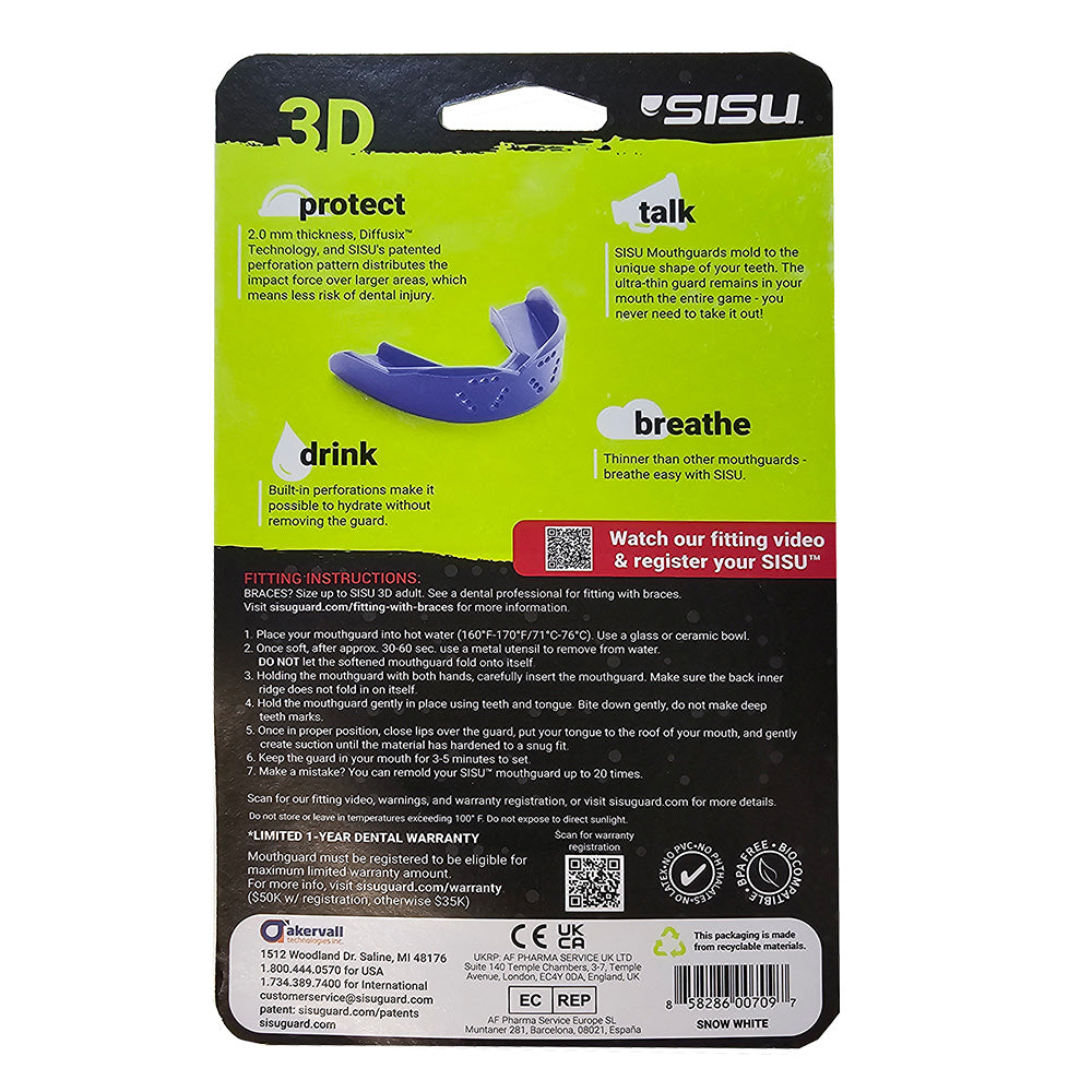 SISU 3D YOUTH Mouthguard - SNOW WHITE - Athletes Under 152cm