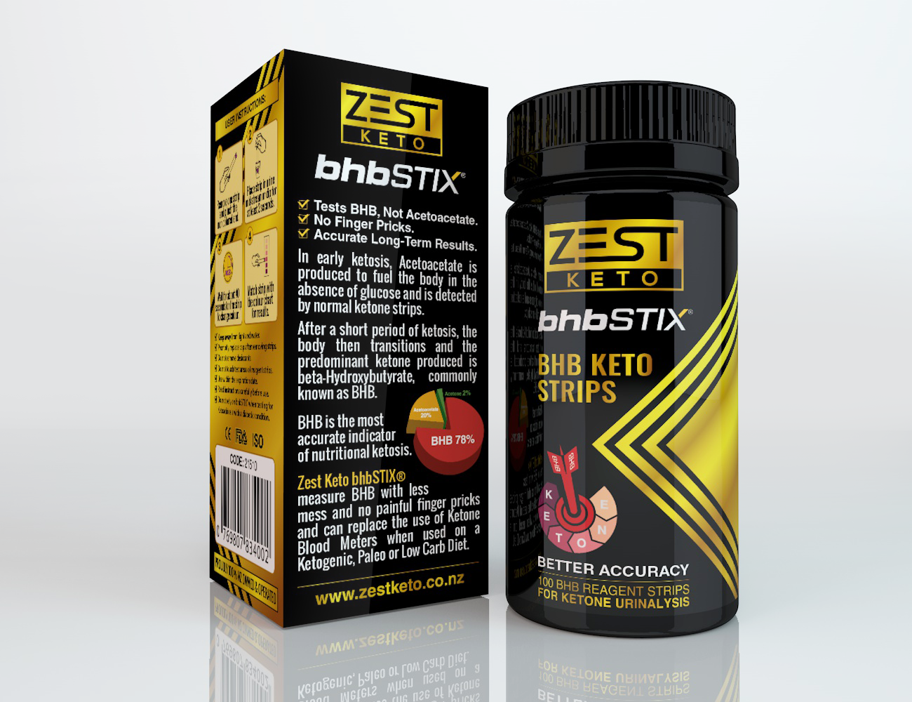 Zest Keto bhbSTIX® - Ketone BHB Test Strips pack/100 Strips
